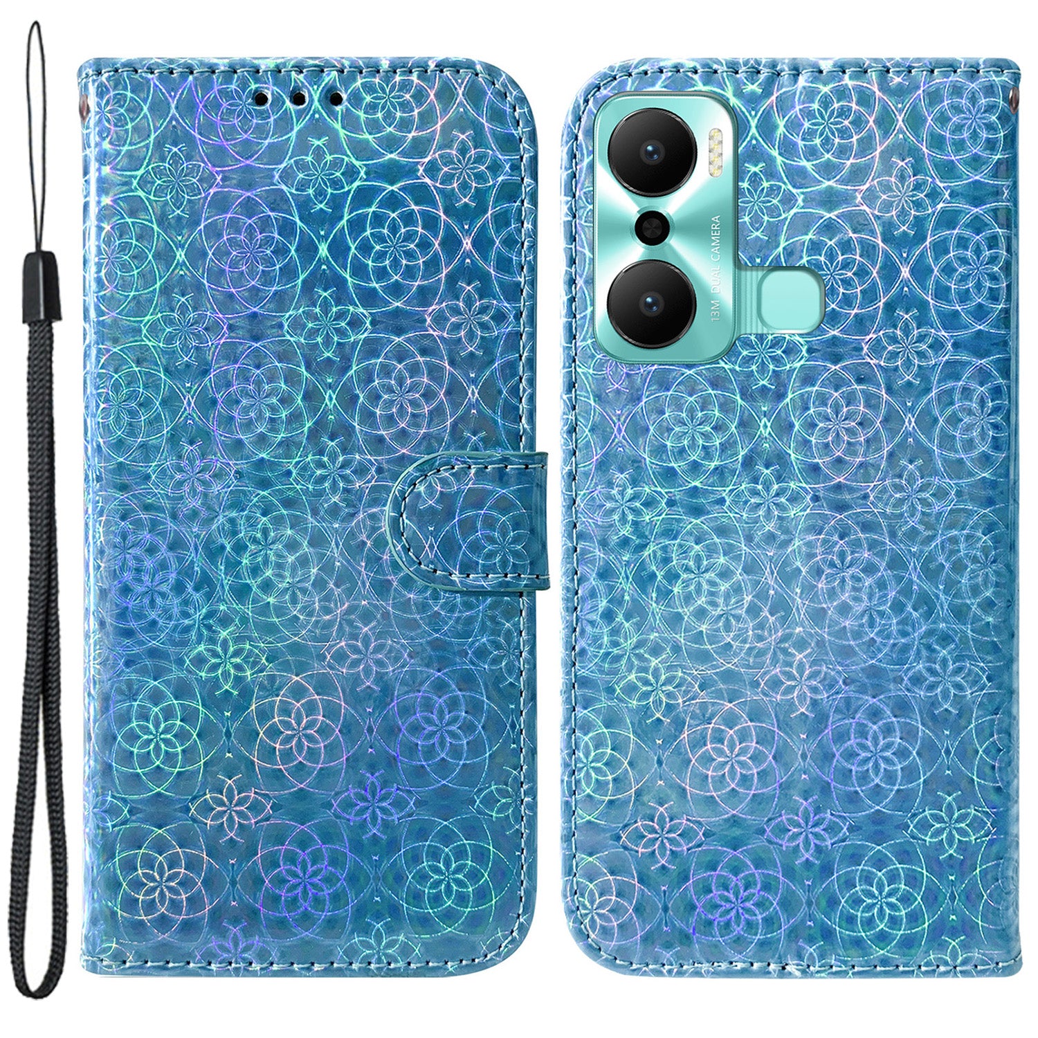 For Infinix Hot 20 Play 4G PU Leather Dazzling Flower Pattern Wallet Case Folding Stand Magnetic Closure Book Style Flip Phone Cover with Strap For Infinix Hot 20 Play 4G PU Leather Dazzling Flower Pattern Wallet Case Folding Stand Magnetic Closure Book Style Flip Phone Cover with Strap